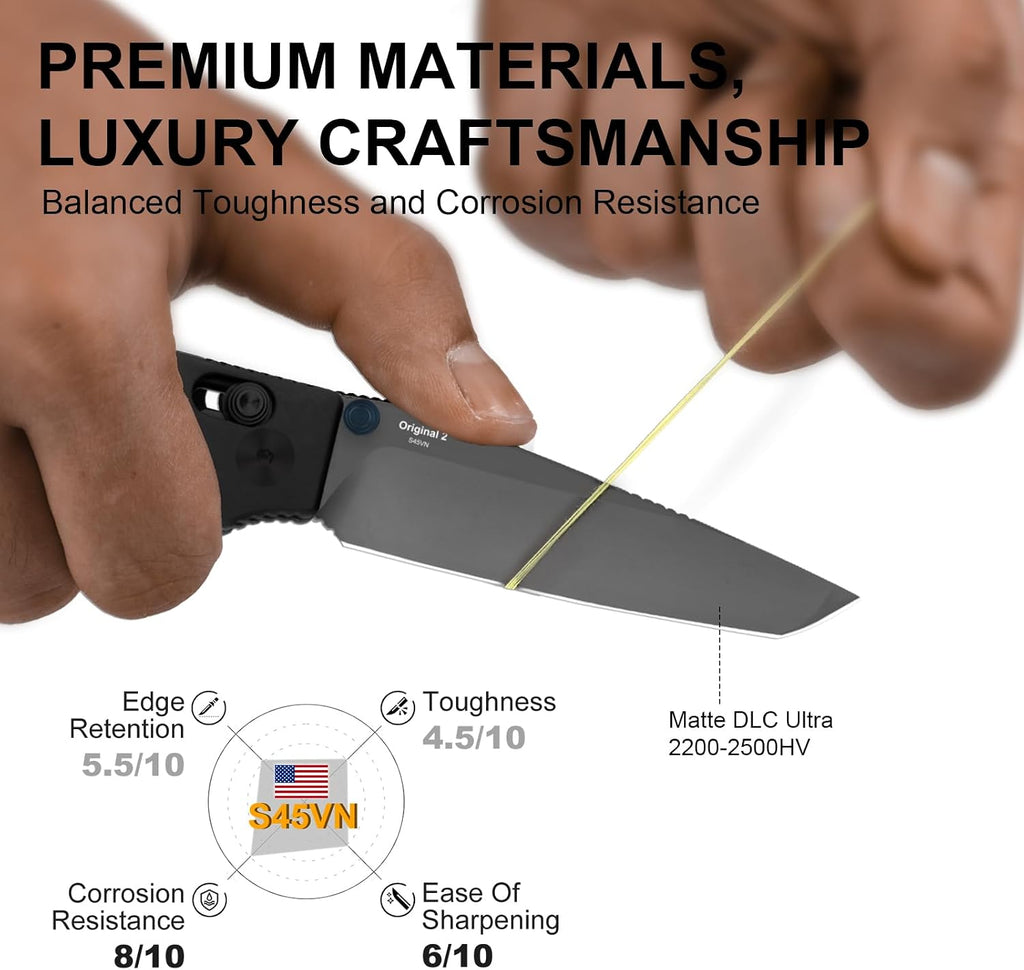 Kizer Original 2 EDC Pocket Knife, 3.2' S45VN Tanto Folding Knife with Titanium Handle, Thumb Stud Opener Clutch Lock, for Camping Hiking Fishing Ki3605.2TA1