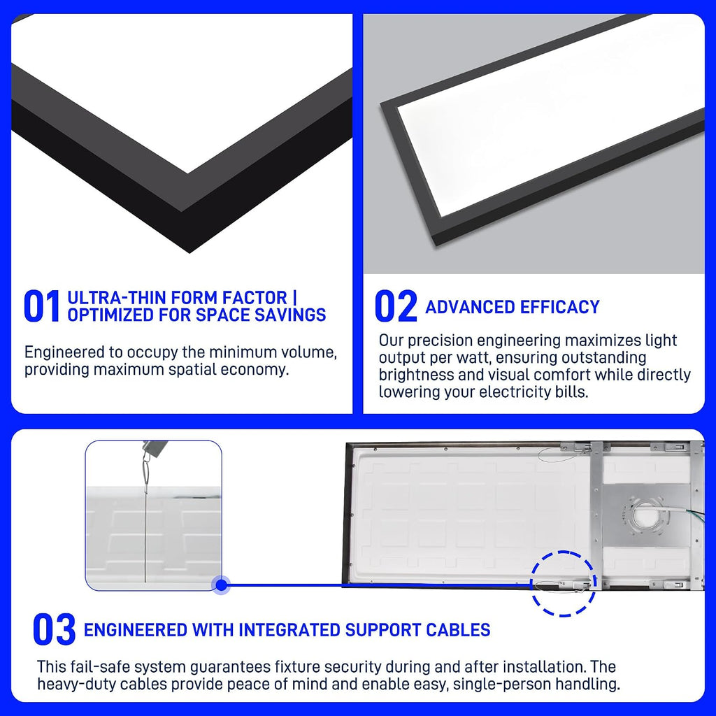 hykolity 1x4 FT LED Flat Panel Light,4800lm 48W Dimmable Edge-Lit Ceiling Lighting Fixture. 3000K/4000K/5000K Built-in Driver Surface Flush Mount Lights for Kitchen Garage,2 Pack