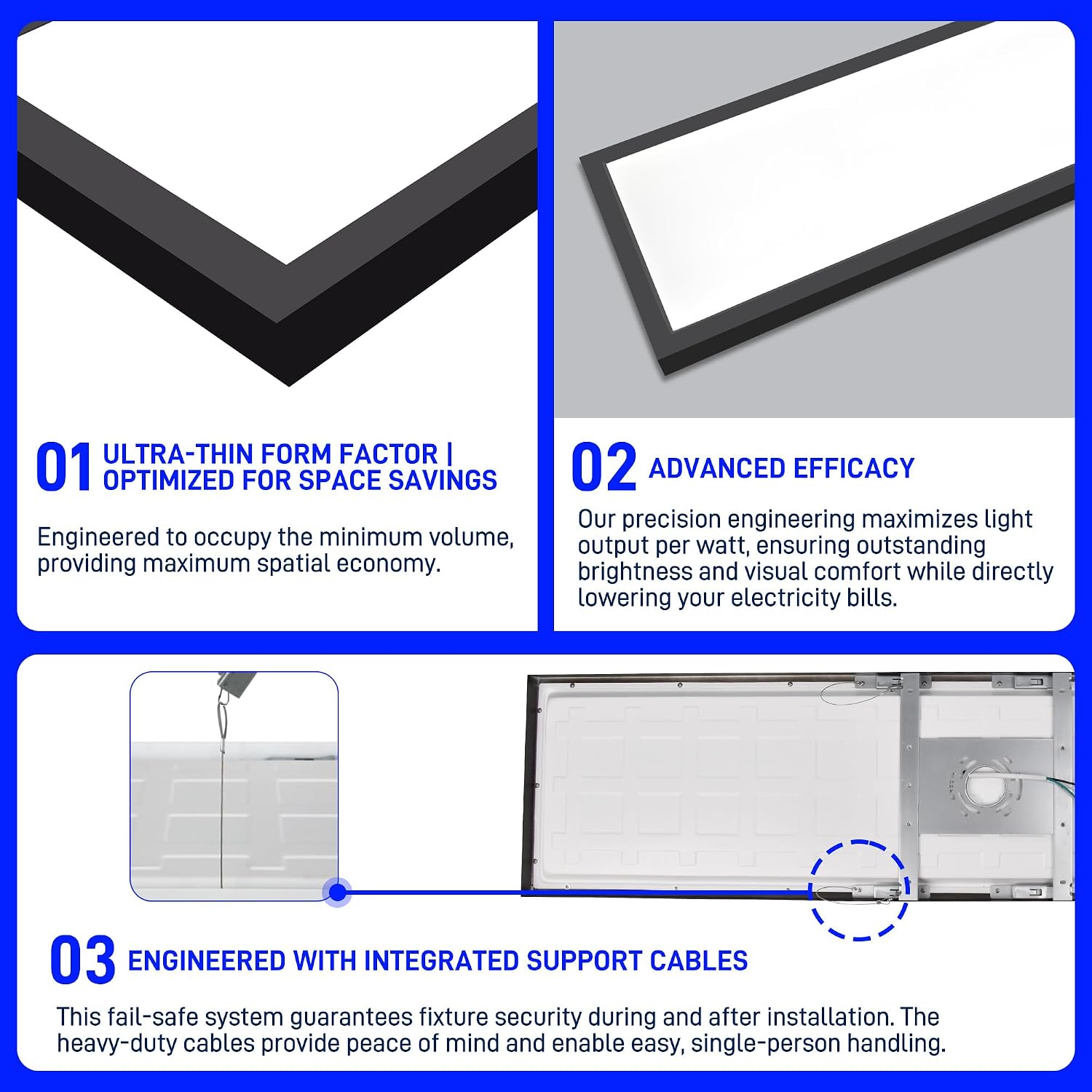hykolity 1x4 FT LED Flat Panel Light,4800lm 48W Dimmable Edge-Lit Ceiling Lighting Fixture. 3000K/4000K/5000K Built-in Driver Surface Flush Mount Lights for Kitchen Garage,2 Pack