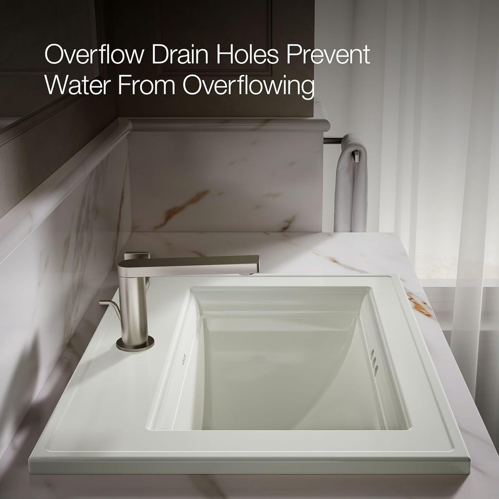Kohler 2337-1-96 Memoirs® Stately 22-3/4' rectangular drop-in bathroom sink, Biscuit