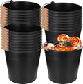 Didaey 24 Pcs 9 Quart Large Galvanized Metal Buckets with Handle Inch Heavy Duty Stainless Steel Pails Round Pail for Party Wedding, Crafts, Utensils, Table Centerpieces (Black)