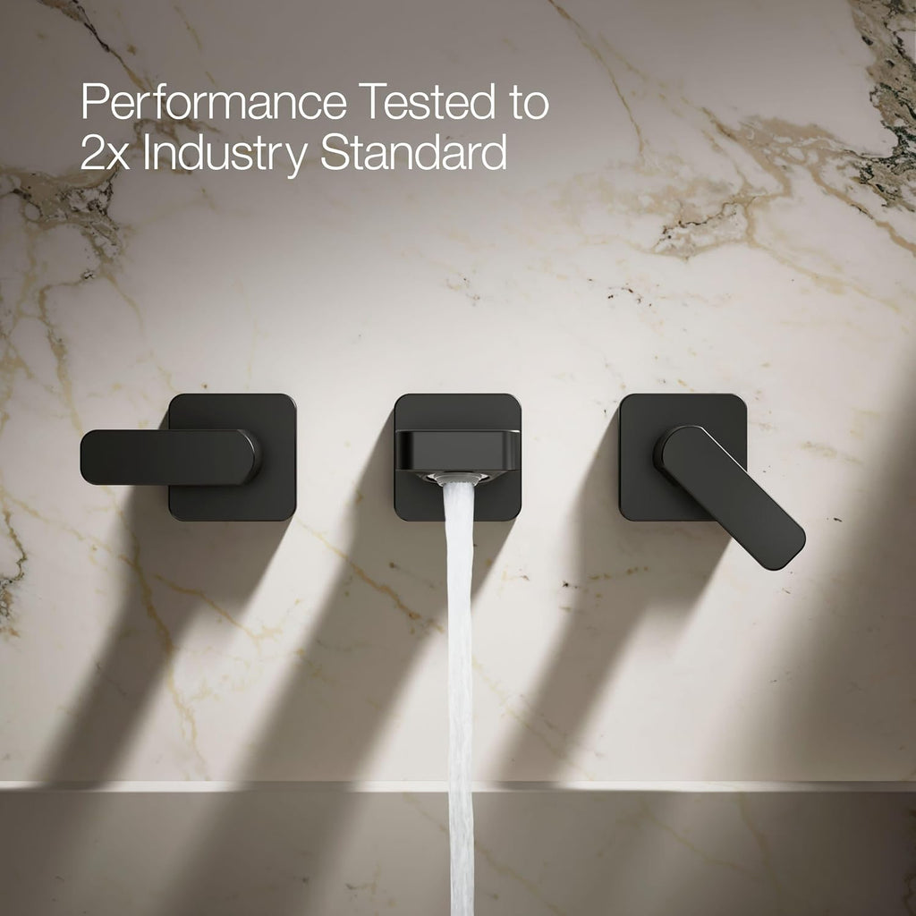 KOHLER T27120-4-BL Parallel® Wall-mount bathroom sink faucet trim, Matte Black
