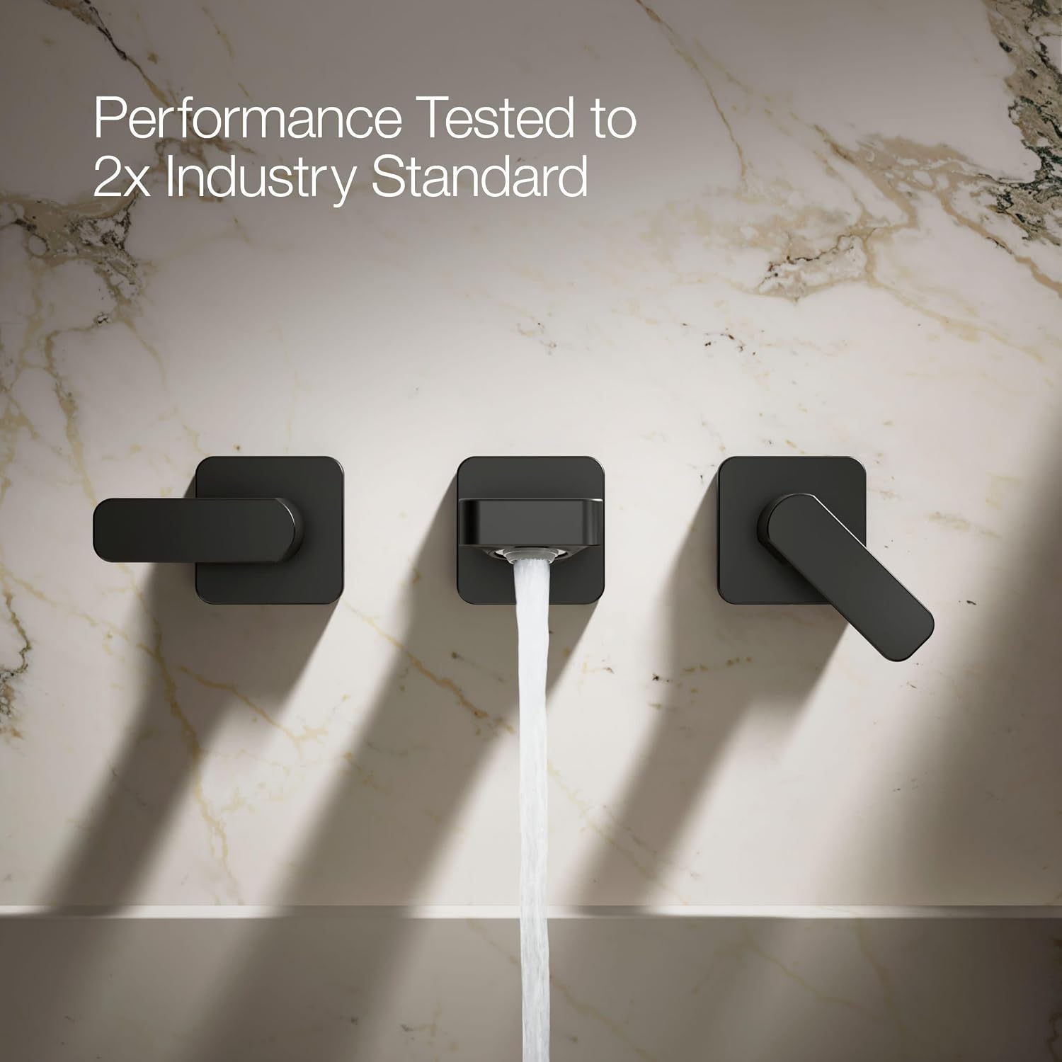 KOHLER T27120-4-BL Parallel® Wall-mount bathroom sink faucet trim, Matte Black