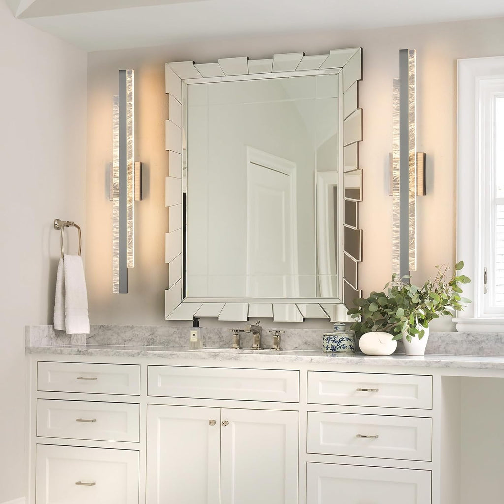 Modern Bathroom Vanity Light: Brushed Nickel 32 inch 28W Dimmable LED Bath Bar Light Fixtures Over Mirror - Wall Sconce Picture Lights for Powder Room Bedroom 3000k