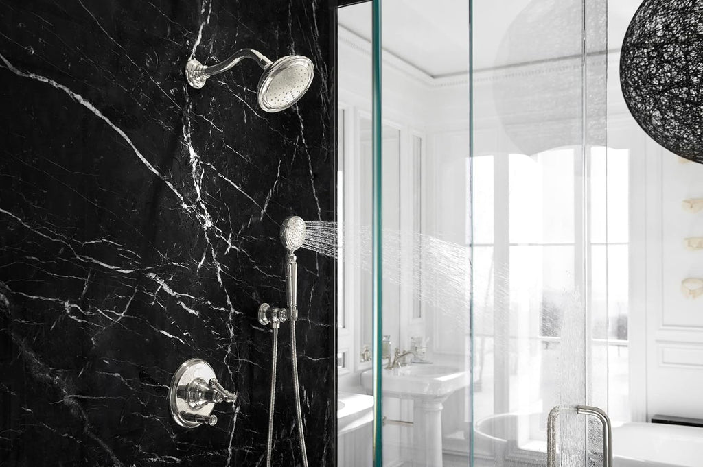 KOHLER T72768-4-BL Artifacts Rite-Temp Pressure-Balancing Valve Trim With Push-Button Diverter And Lever Handle, MATTE BLACK