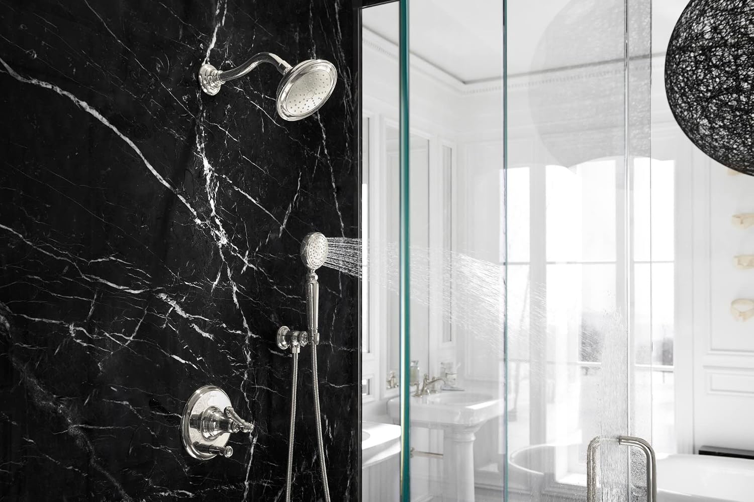 KOHLER T72768-4-BL Artifacts Rite-Temp Pressure-Balancing Valve Trim With Push-Button Diverter And Lever Handle, MATTE BLACK