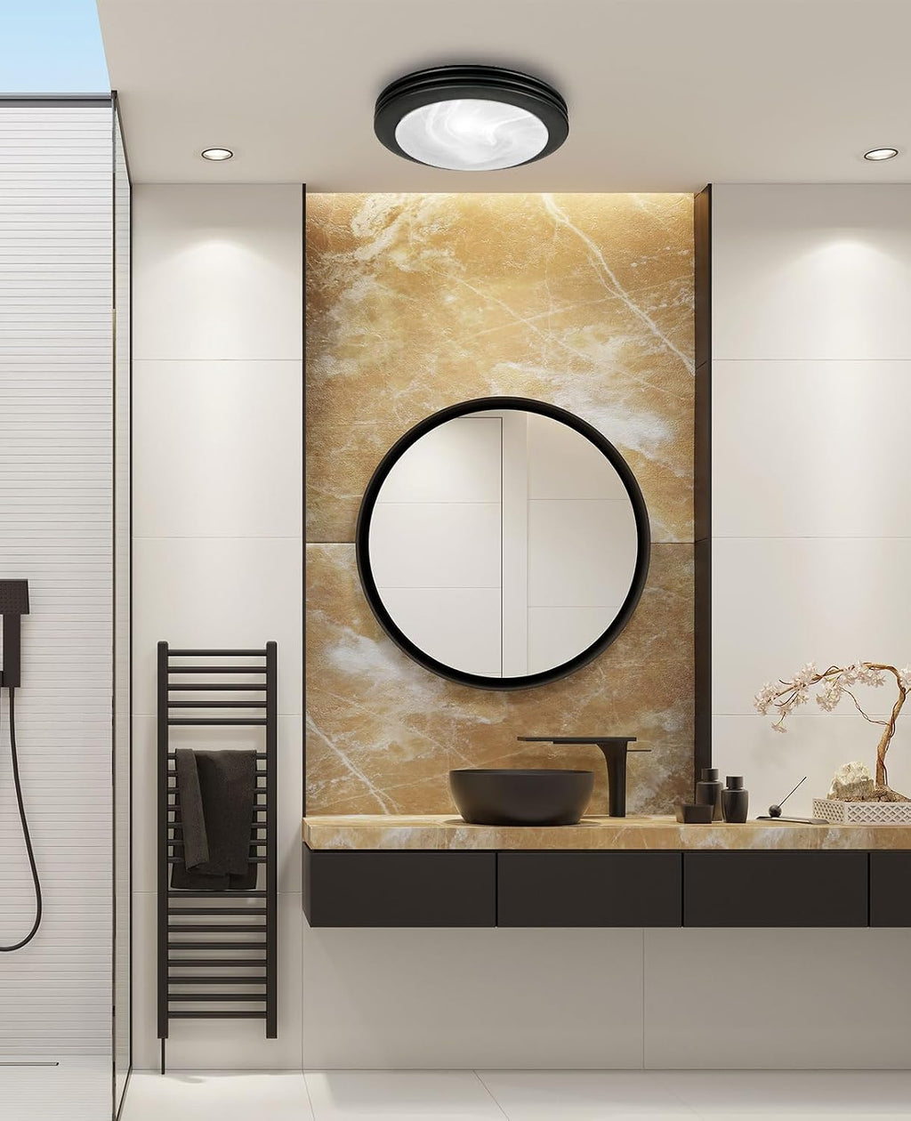 Akicon Exhaust Fan with Light, Ultra Quiet 80 CFM 2.0 Sones Ventilation Exhaust Bathroom Fan with Light, 3000K/4000K/5000K Selectable LED Light (Oil Rubbed Bronze)