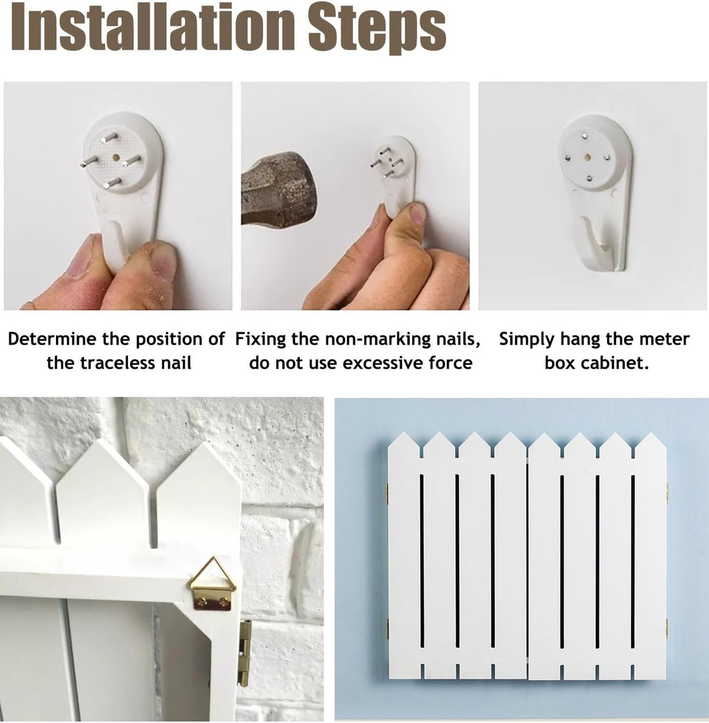 Electrical Panel Cover Fuse Box/Meter Box Cover Fence Shape, Electrical Panel Cover Decorative Wall, Traceless Nails Wall Mounted Breaker Box Cover, for Office/Home(Blue,50.3x45CM-19.8x17.7)