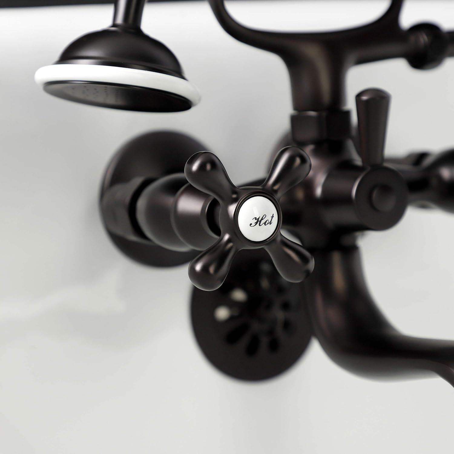 Kingston Brass KS225ORB Kingston Wall Mount Clawfoot Tub Faucet with Hand Shower, Oil Rubbed Bronze