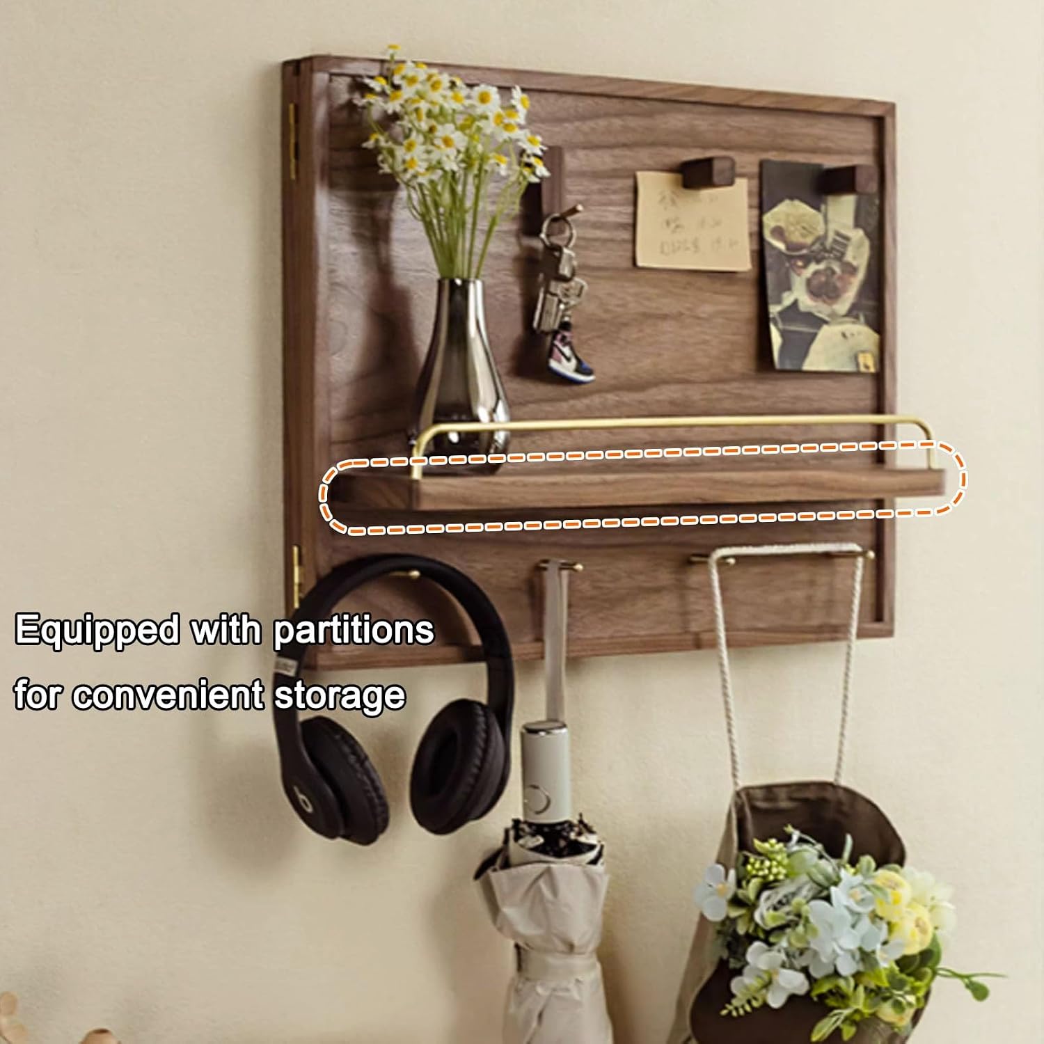 Electrical Panel Cover Decorative Wall Mounted Breaker Box Cover Wood Hidden Fuse Box Covers with Shelf Hooks, Left-Opening Flip Cover Meter Box for Home(50X40cm/19.7x15.7in(LxH))