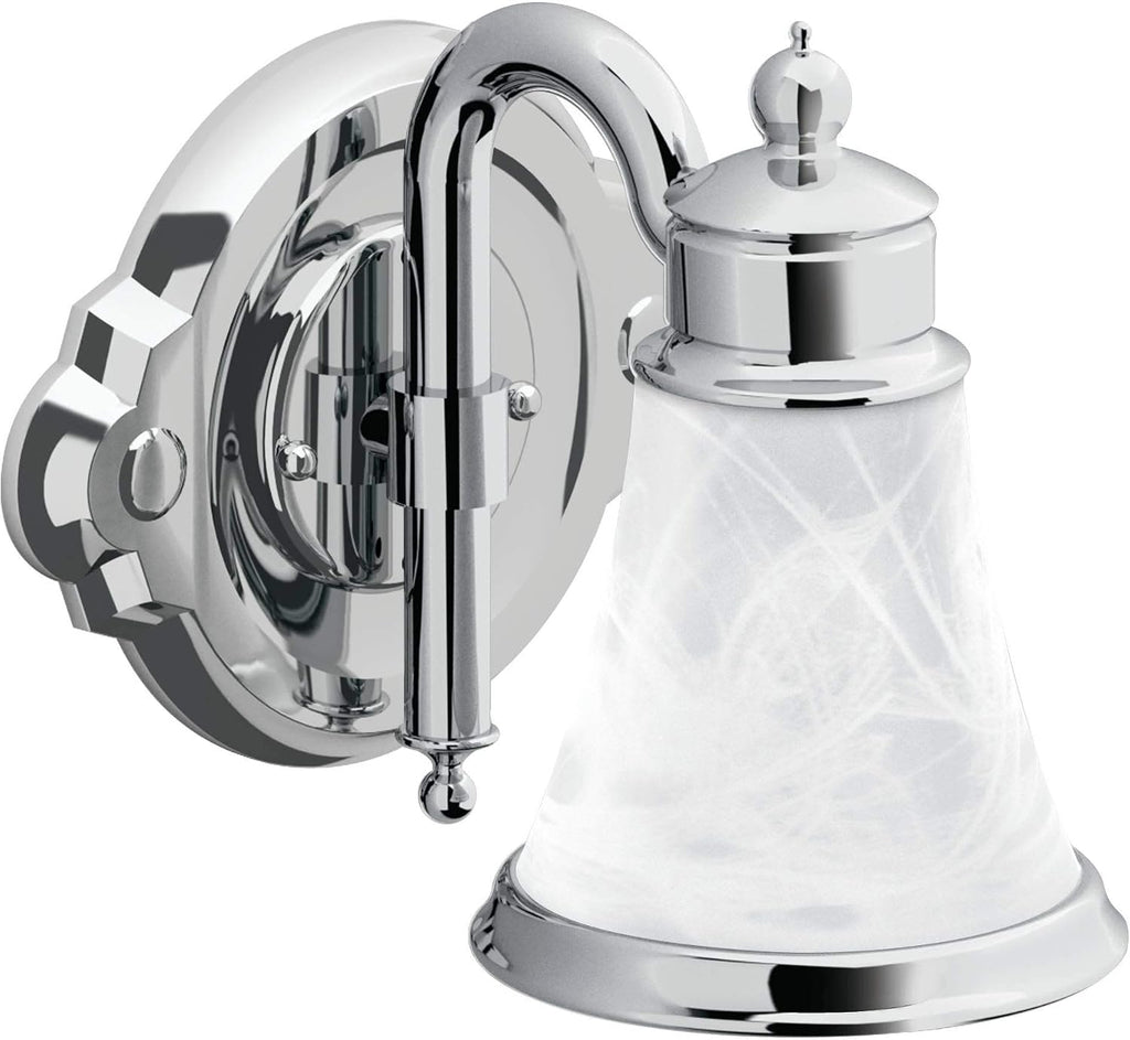 Moen YB9861CH Waterhill 1-Light Dual-Mount Bath Bathroom Vanity Fixture with Frosted Glass, Chrome