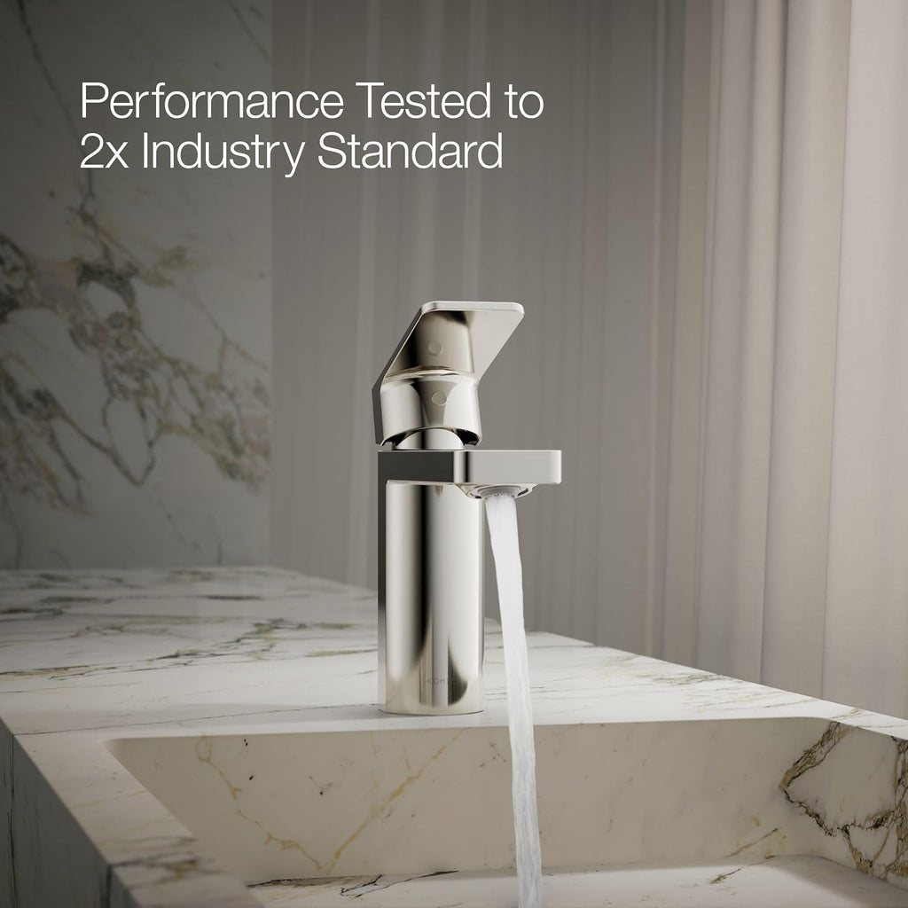 Kohler 23472-4-SN Parallel® Single-Handle Bathroom Sink Faucet, 1.2 gpm, Vibrant Polished Nickel