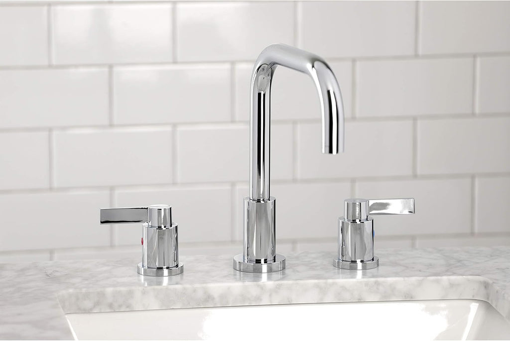 Kingston Brass FSC8931NDL NuvoFusion Widespread Bathroom Faucet with Pop-Up Drain, Polished Chrome