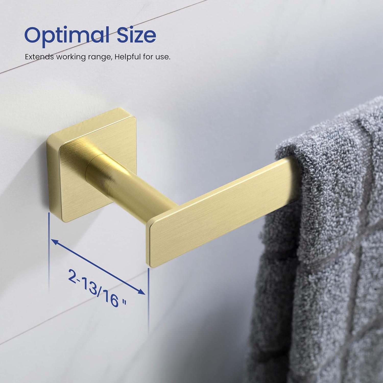 KIBI Blaze Bathroom Hardware Set 4 Piece Bathroom Accessories Set | Towel Bar (25'), Towel Holder, Toilet Paper Holders, Robe Hook (Brushed Gold) (KBA16-4)