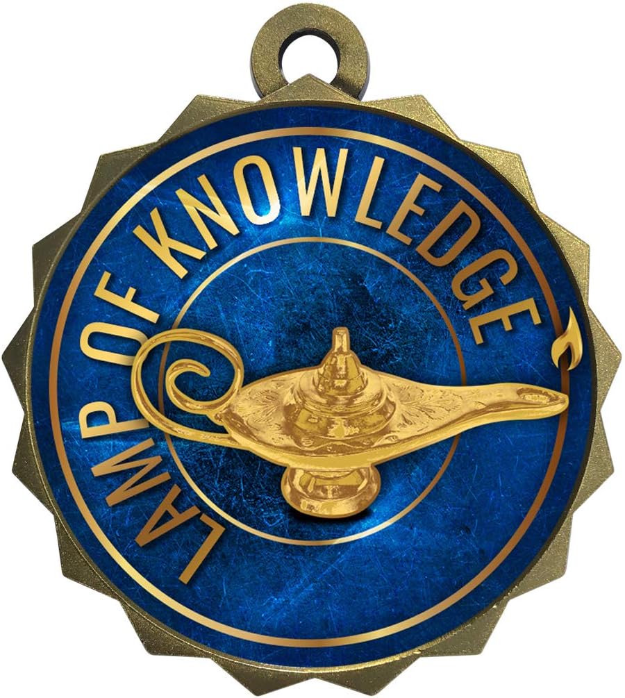 Express Medals 1 to 50 Packs Lamp of Knowledge Gold Medal Trophy Award with Neck Ribbon D214-EG36