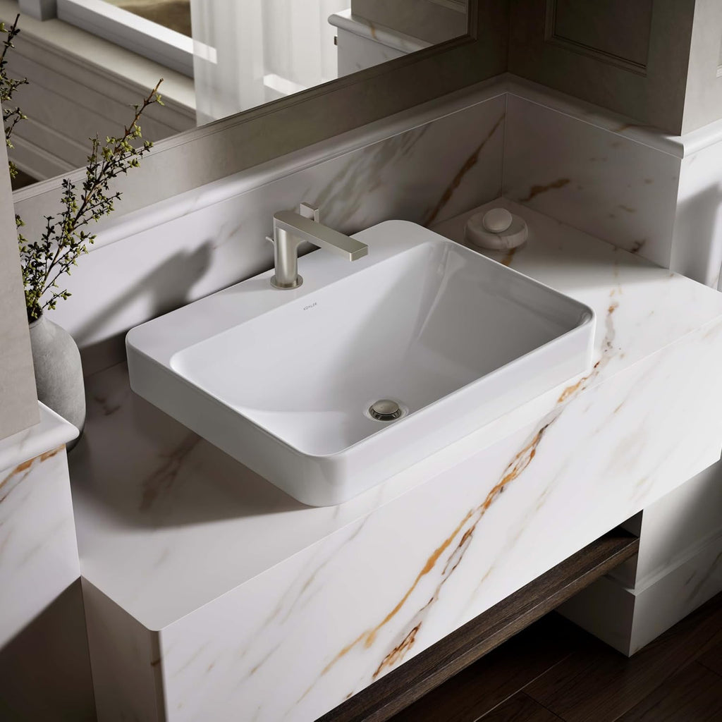 Kohler 2660-1-0 Vox Vessel Bathroom Sink with Single Faucet Hole, One Size, White