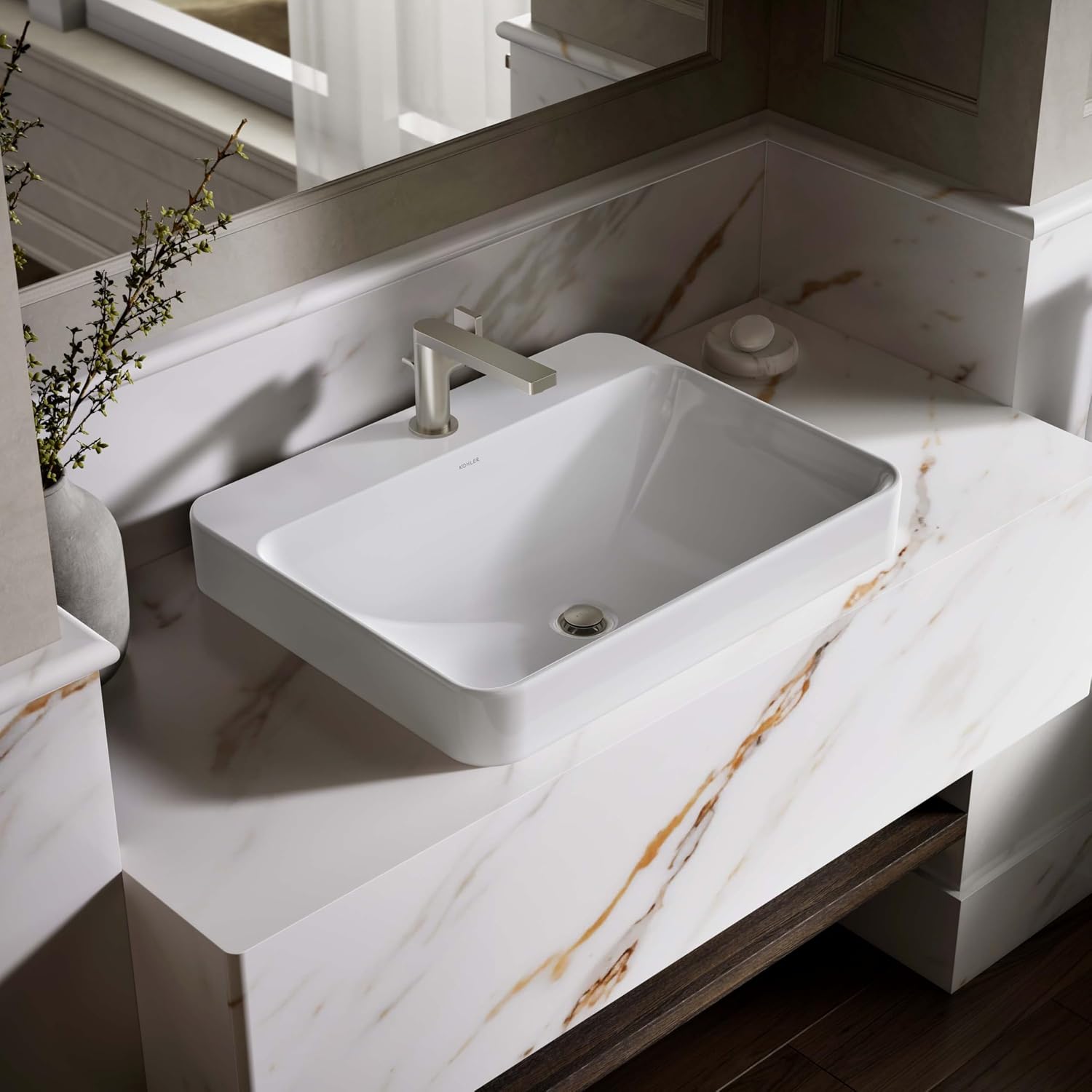 Kohler 2660-1-0 Vox Vessel Bathroom Sink with Single Faucet Hole, One Size, White