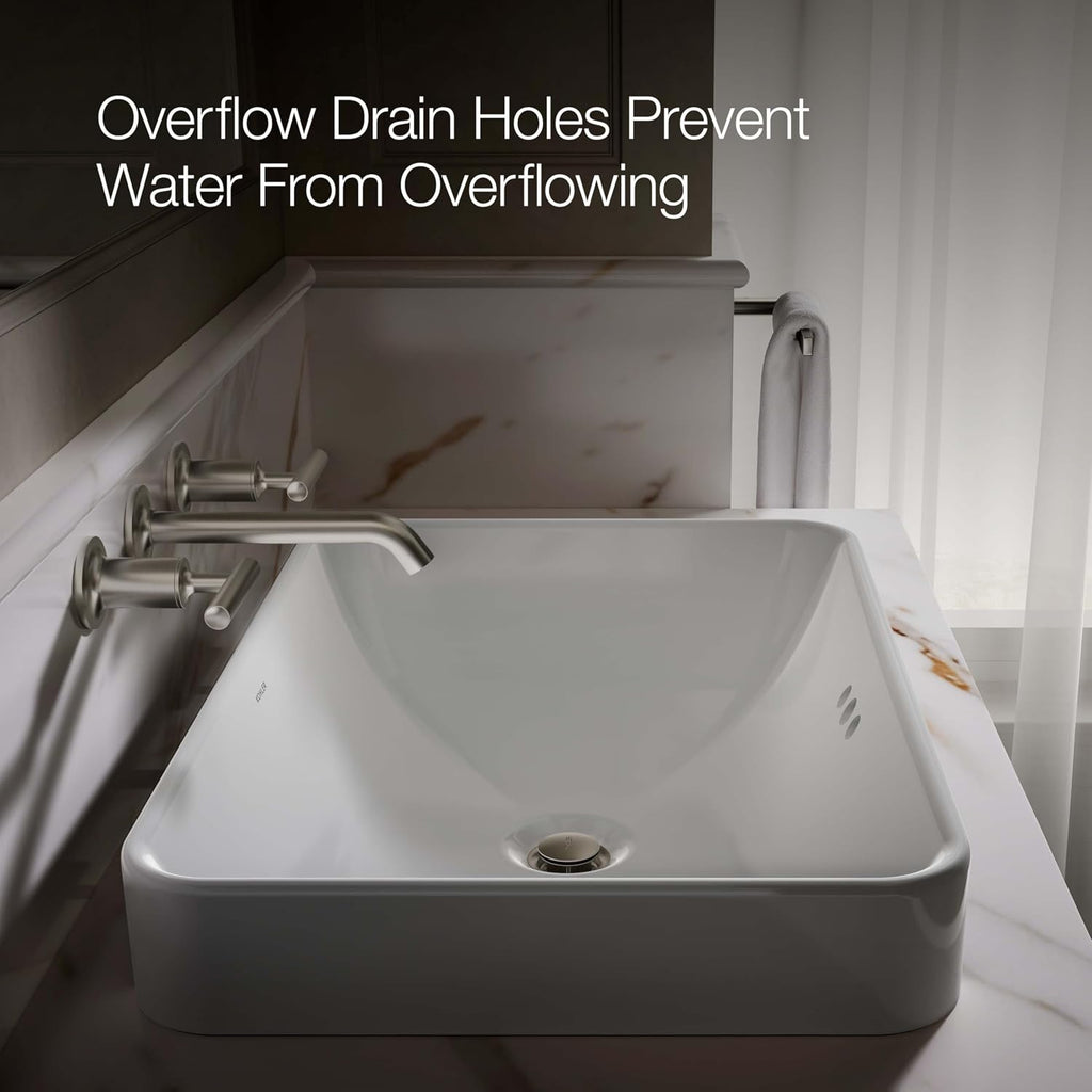 KOHLER 5373-0 Vox Rectangle Vessel Bathroom Sink, Vitreous China¬†, 22-5/8' W X 16-1/8'L, White
