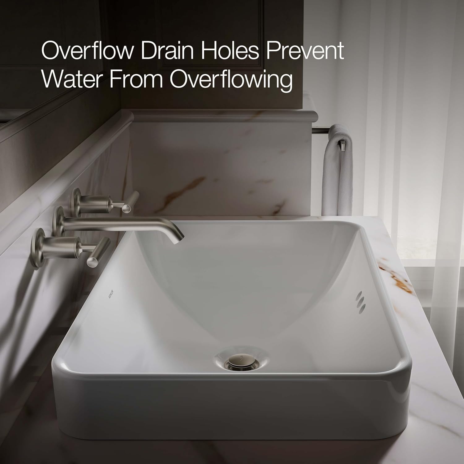 KOHLER 5373-0 Vox Rectangle Vessel Bathroom Sink, Vitreous China¬†, 22-5/8' W X 16-1/8'L, White
