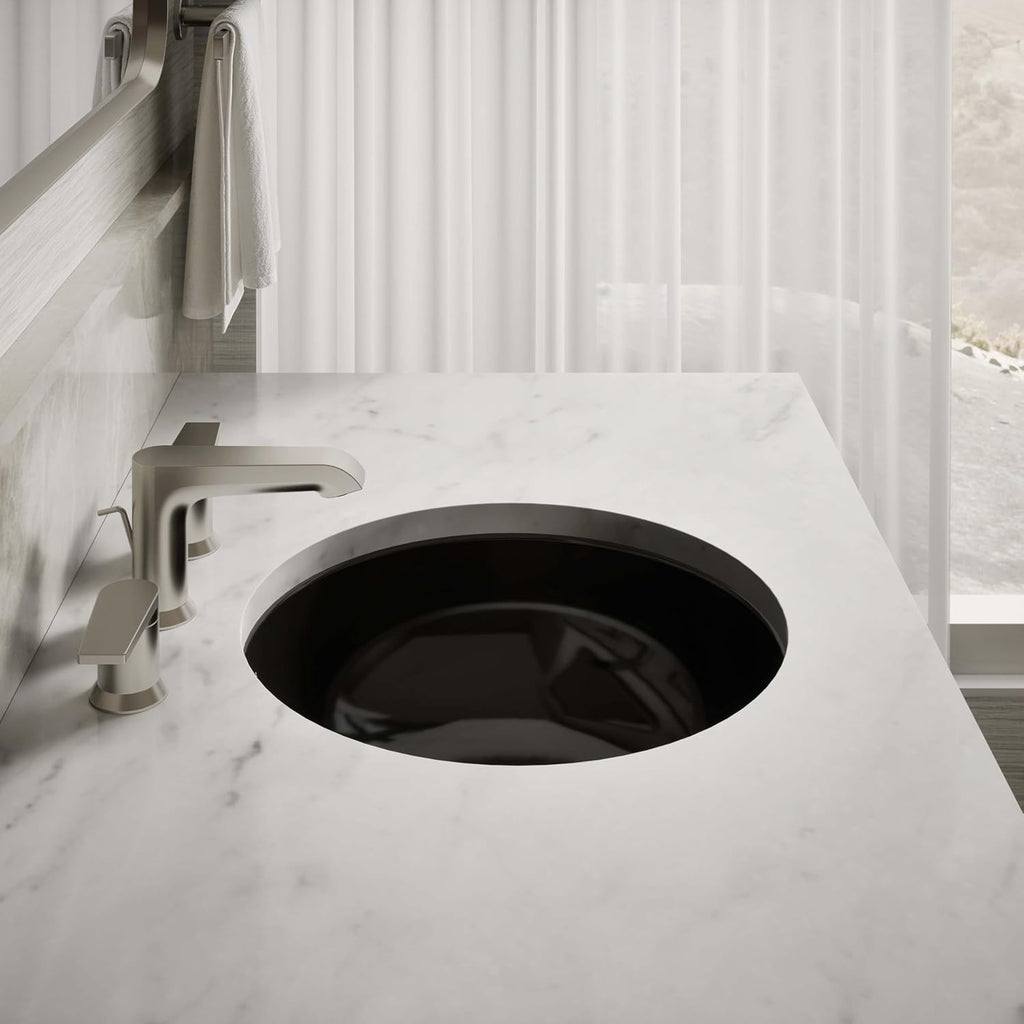 KOHLER K-29000-7 Caxton Undercounter Bathroom Sink, Round, Black Black