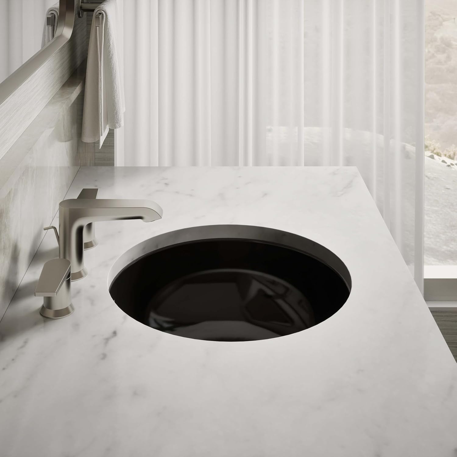 KOHLER K-29000-7 Caxton Undercounter Bathroom Sink, Round, Black Black