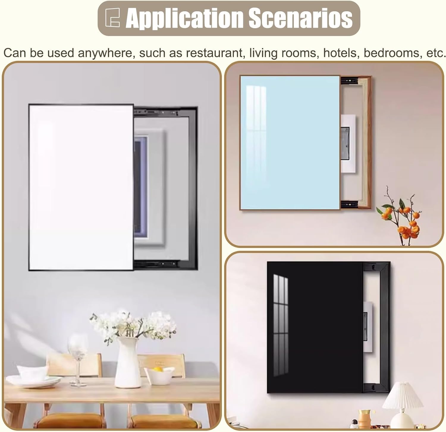 Solid Colored Electrical Panel Cover with Push-Pull Design, Vertical Hide Distribution Cover Wall Mounted, Decorative Consumer Unit Box Covers Hotel(Black,50x70cm(19 3/4x27 1/2'))