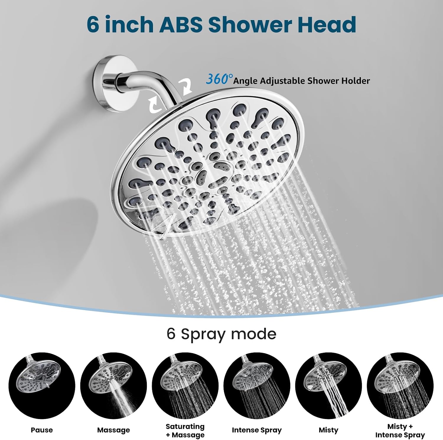 gotonovo 3 Handle Tub Shower Faucet Set, Tub and Shower Faucet Combo,Bathtub Faucet Set with 6 Settings Shower Head and Waterfall Tub Spout, Tub and Shower Trim Kit, Tub Shower Fixture Polished Chrome