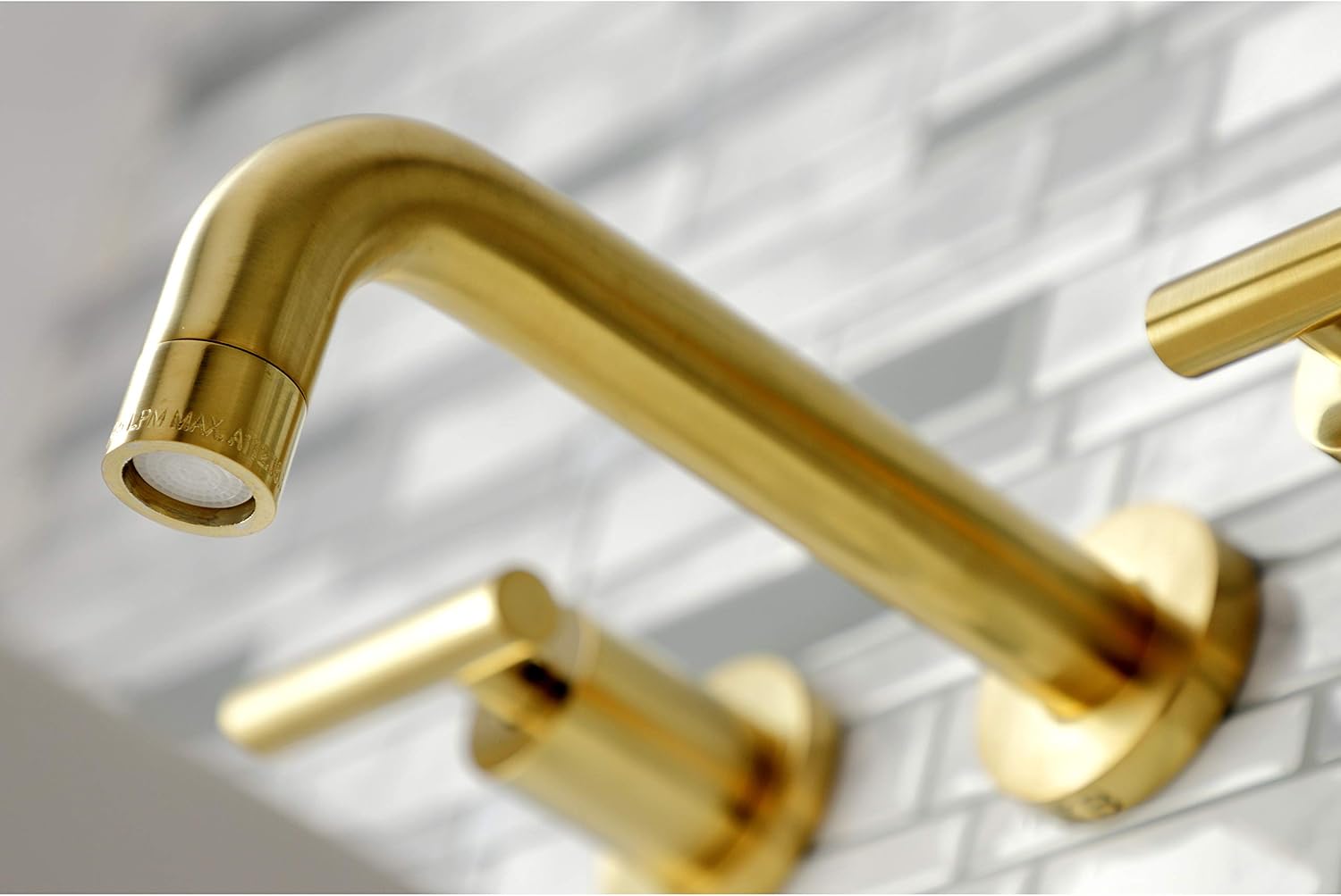 Kingston Brass KS8127CML Manhattan 2-Handle 8 in. Wall Mount Bathroom Faucet, Brushed Brass