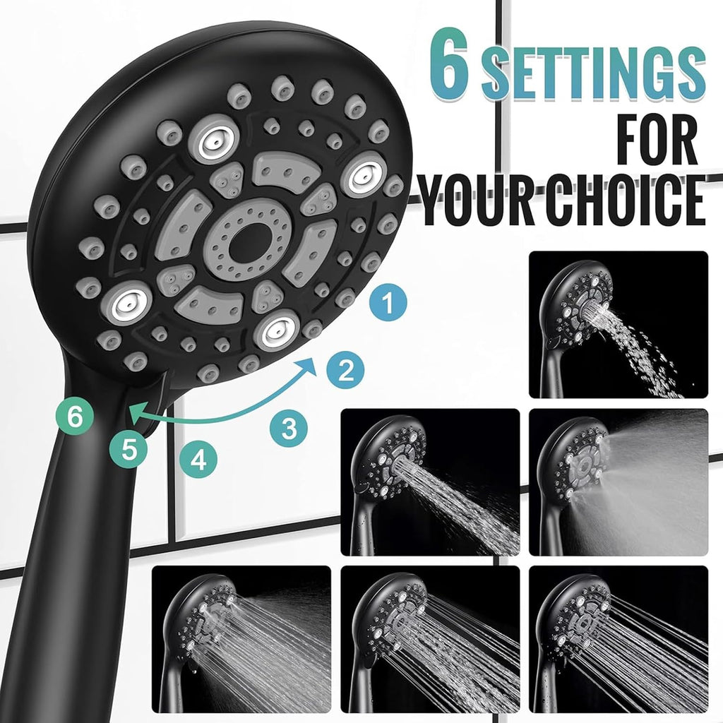 SR SUN RISE Shower Faucet - 12 Inch Multifunctional High Pressure Shower Head System with Handheld Shower Head Fixtures - Valve Included - Matte Black
