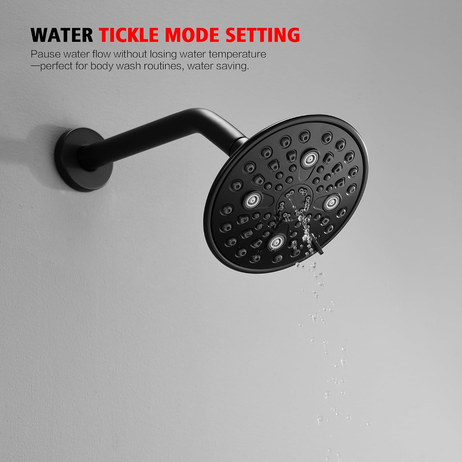 sumerain Modern Matte Black Tub and Shower Faucet Set with 6-Inch 6 Settings Rain Shower Head and Tub Spout, Valve Included