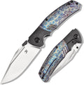 KANSEPT Hinterland Pocket Folding Knives for Men EDC Camping Folding Knife 3.58'' Satin CPM S35VN Blade Pocket Knife with Blackwash Titanium Lightning Strike Finished Titanium Inlay Handle K1057A5
