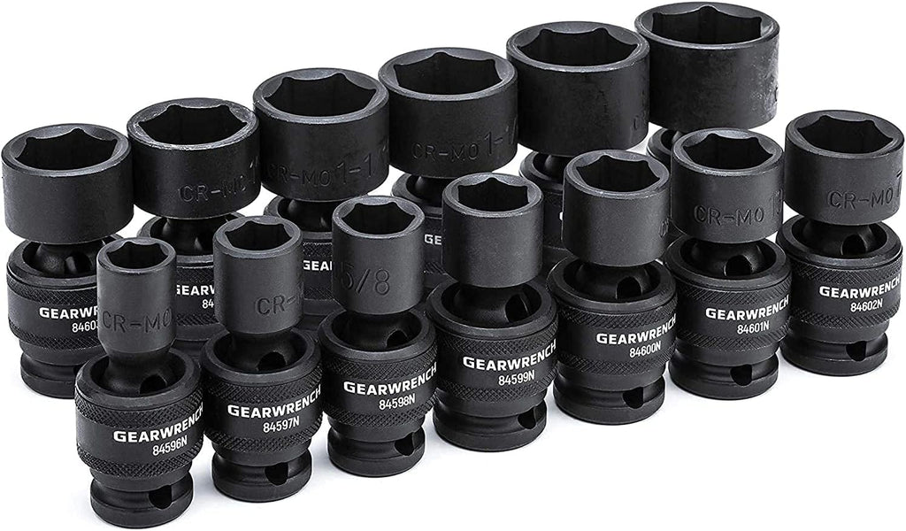 GEARWRENCH 13 Pc. 1/2' Drive 6 Pt. Standard Universal Impact Socket Set, SAE - 84938N