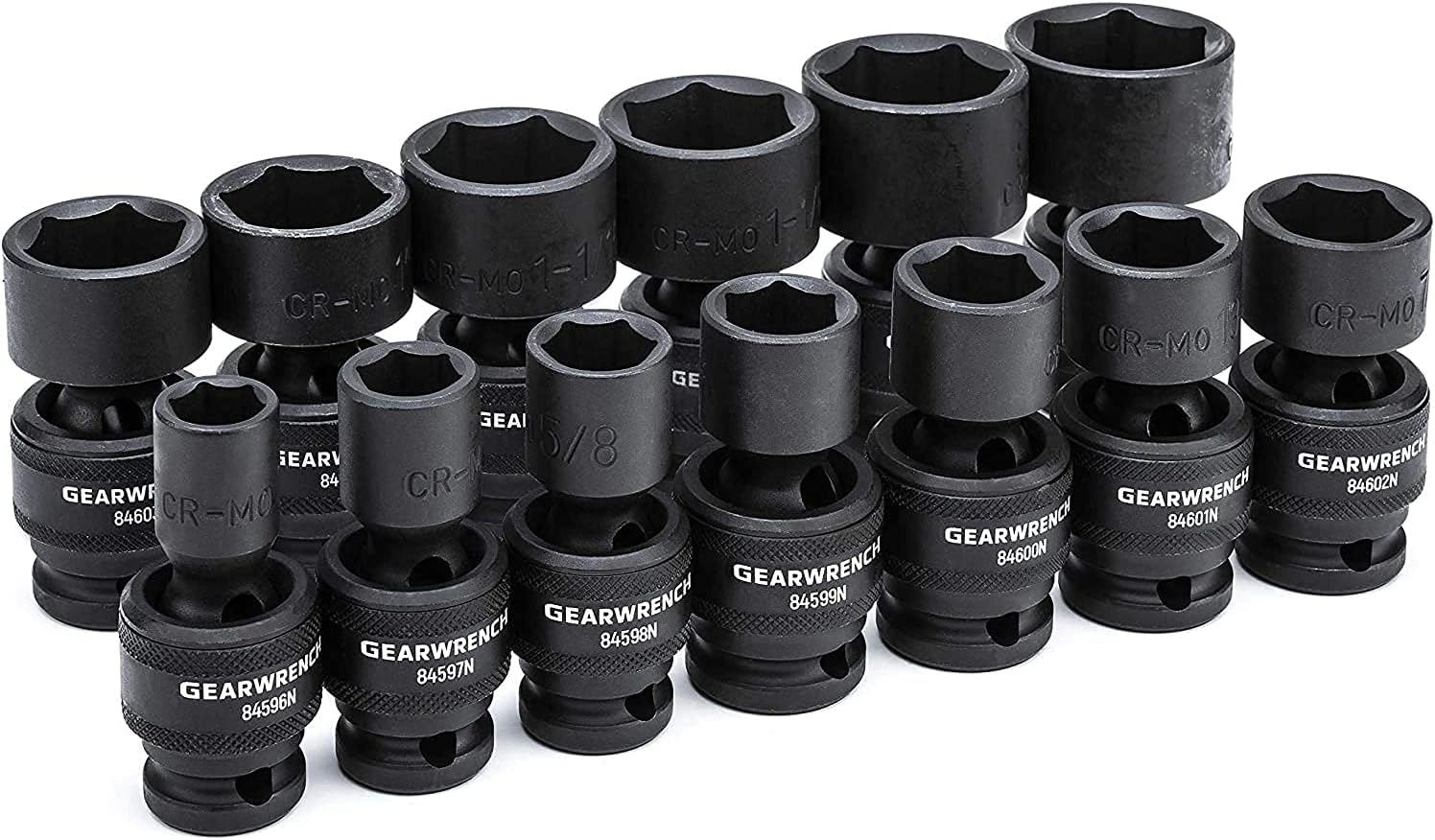 GEARWRENCH 13 Pc. 1/2' Drive 6 Pt. Standard Universal Impact Socket Set, SAE - 84938N