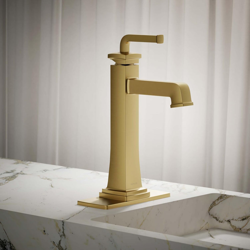 KOHLER 26430-4N-2MB K-26430-4N-2MB Riff Tall Single-Handle Bathroom Sink Faucet, 5 gpm, Vibrant Brushed Moderne Brass