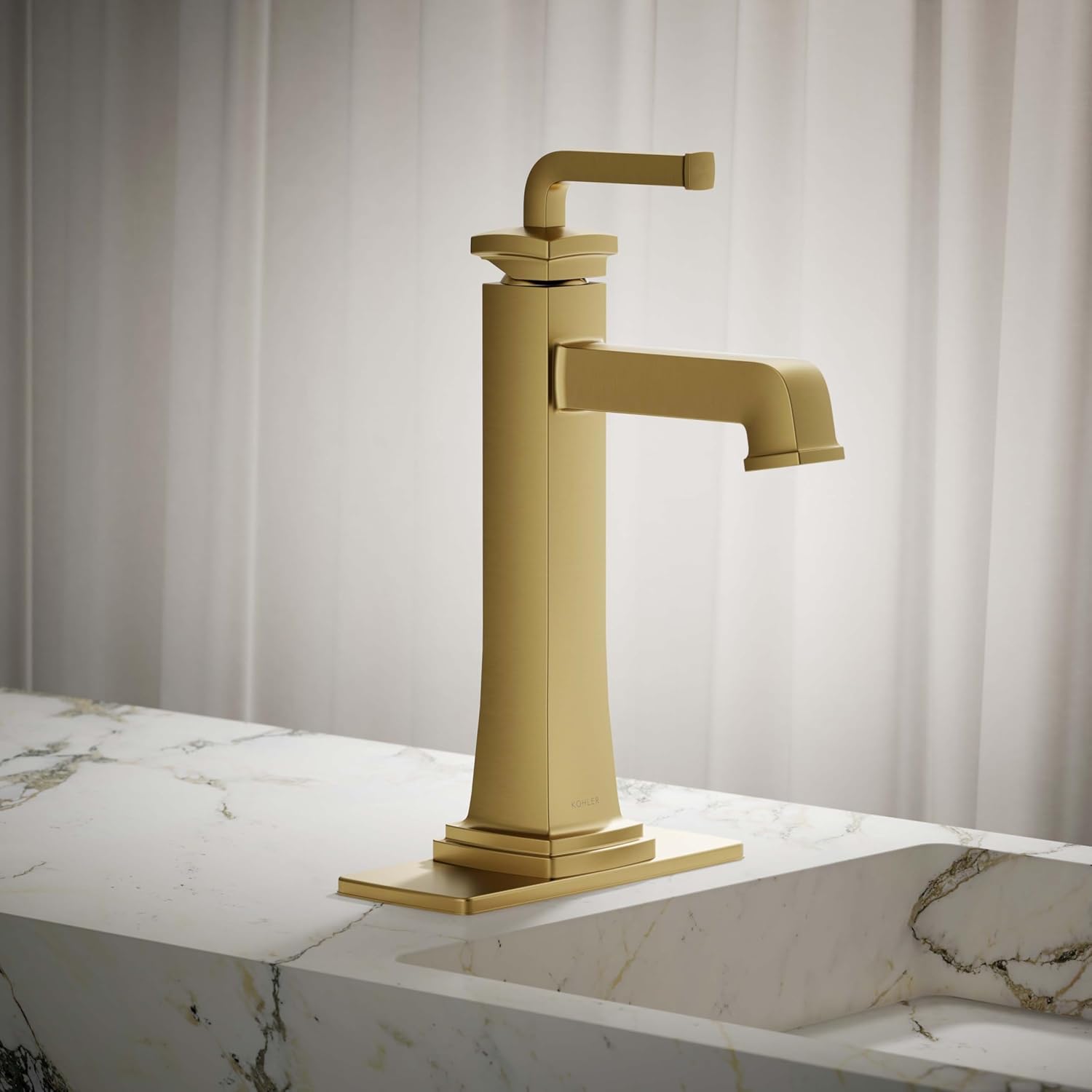 KOHLER 26430-4N-2MB K-26430-4N-2MB Riff Tall Single-Handle Bathroom Sink Faucet, 5 gpm, Vibrant Brushed Moderne Brass