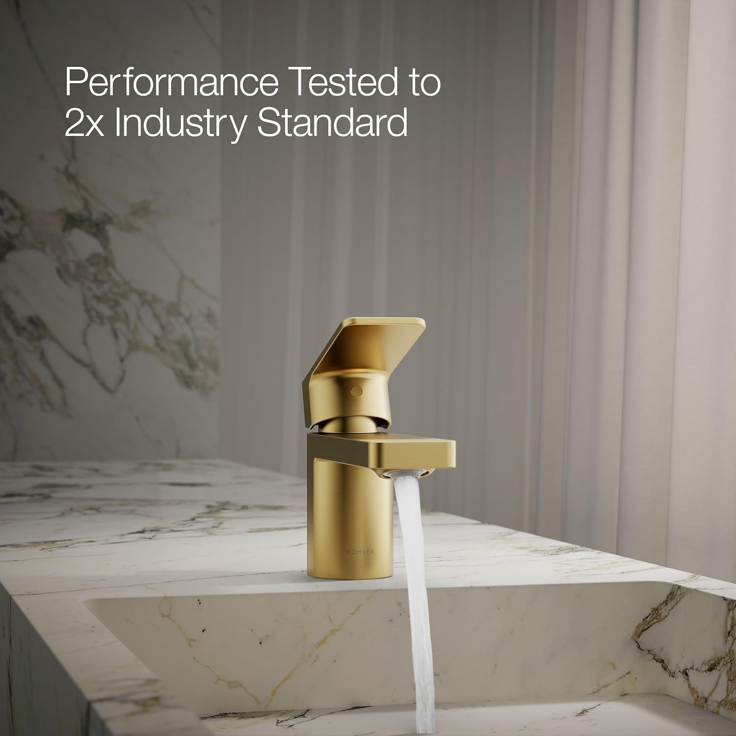 Kohler 24804-4-2MB Parallel® Low Single-Handle Bathroom Sink Faucet, 1.2 gpm, Vibrant Brushed Moderne Brass