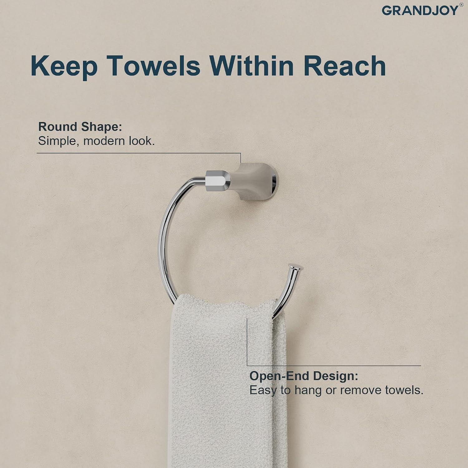 4-Piece Polished Chrome Bathroom Hardware Set, 304 Stainless Steel Rustproof Wall Mounted, 24 Inch Double Towel Rack, Towel Ring, Robe Hook, Toilet Paper Holder