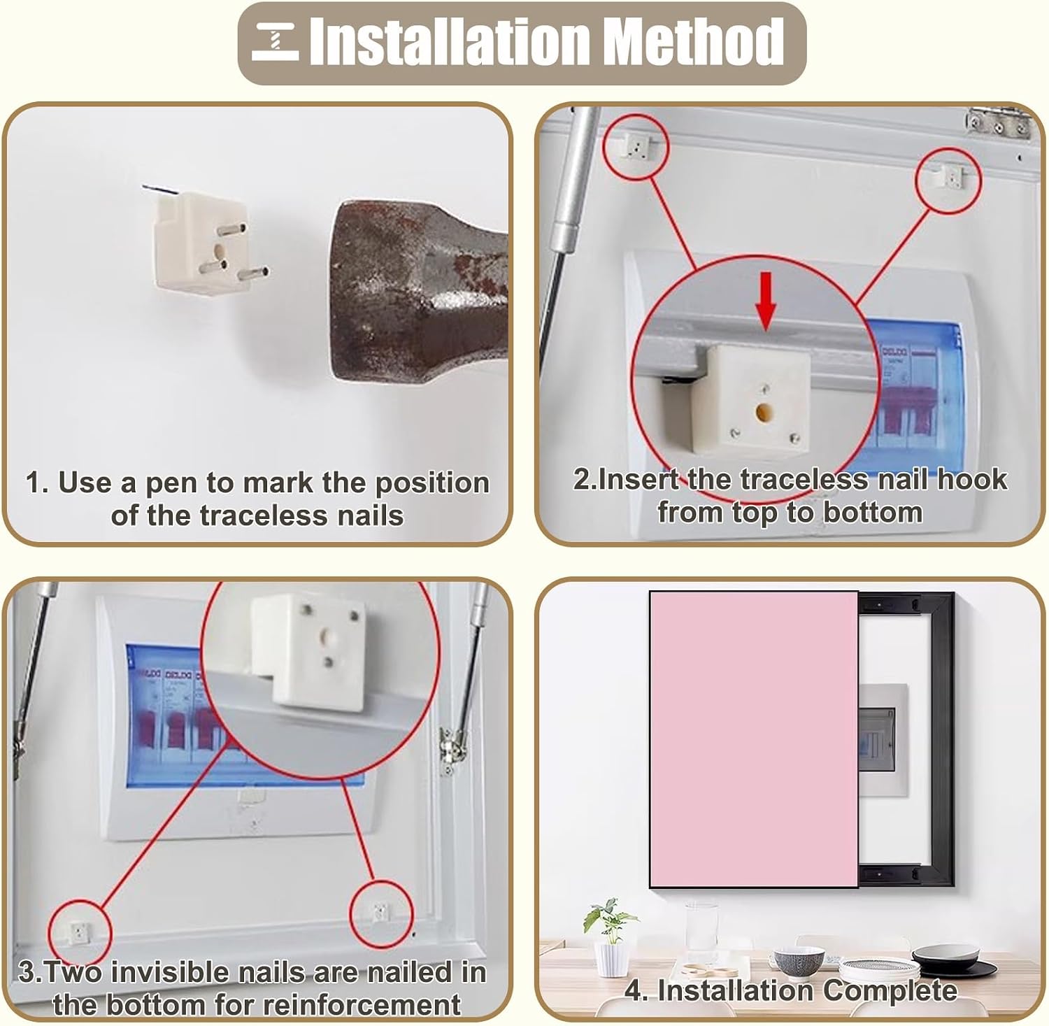 Decorative Breaker Box Cover Hanging, Indoor Electric Meter Box Cover for Distribution Decoration, Plastic Art Junction Box Covers for Homeline(Gray,60x80cm(23 5/8x31 1/2'))