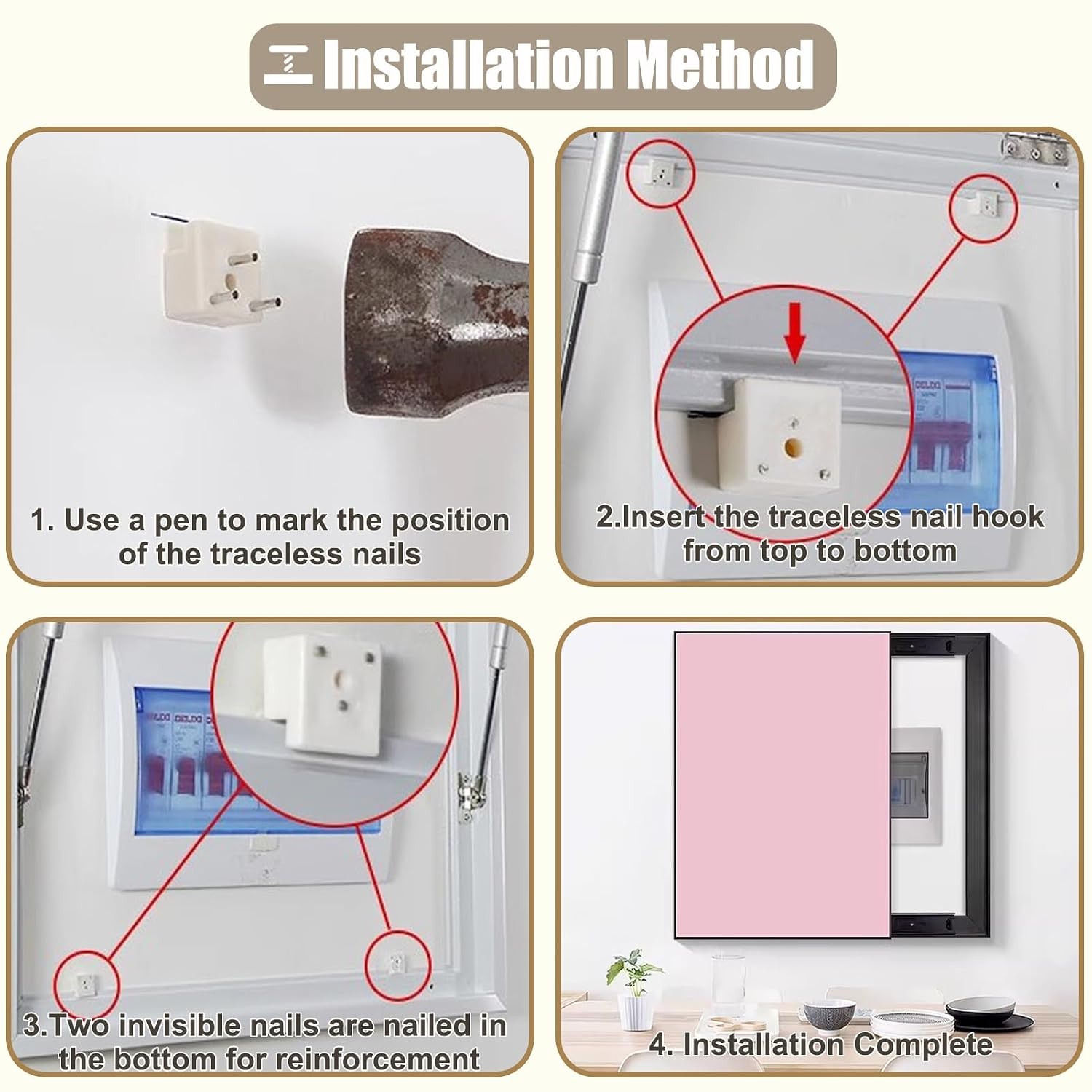 Detive Kitchen Breaker Box Cover - Light Grey Electrical Panel Hide Cover for Meter & Junction Box, 70x50cm (27.5x19.75in), Stylish Art Design, Horizontal Fuse Box Protector