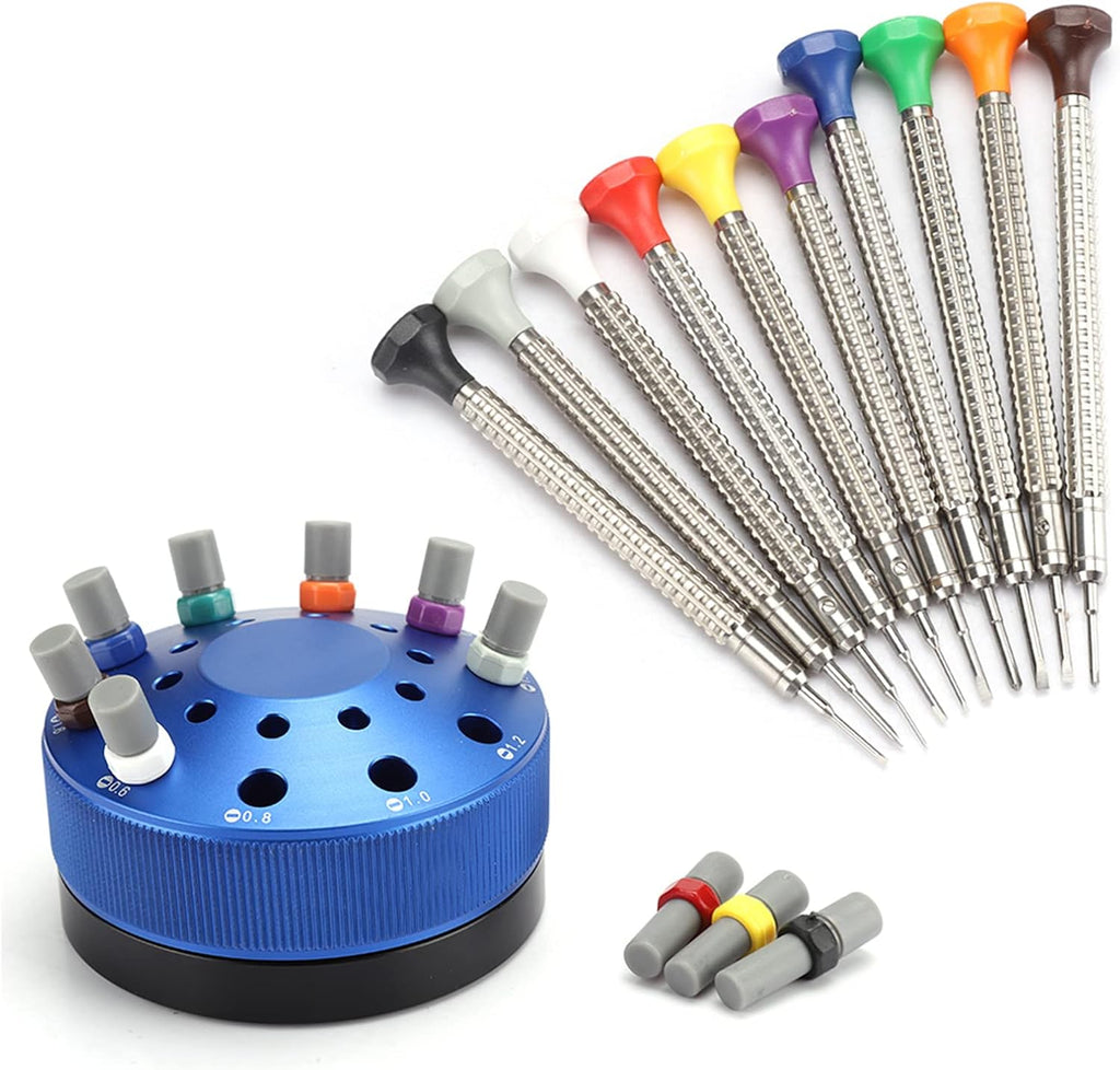 Professional Watch Screwdriver Kit, Watch Repair Tool Set, 10 - Piece Precision Watchmakers Screwdrivers with Interchangeable Heads for Watch Back Case Opening and Battery Replacem