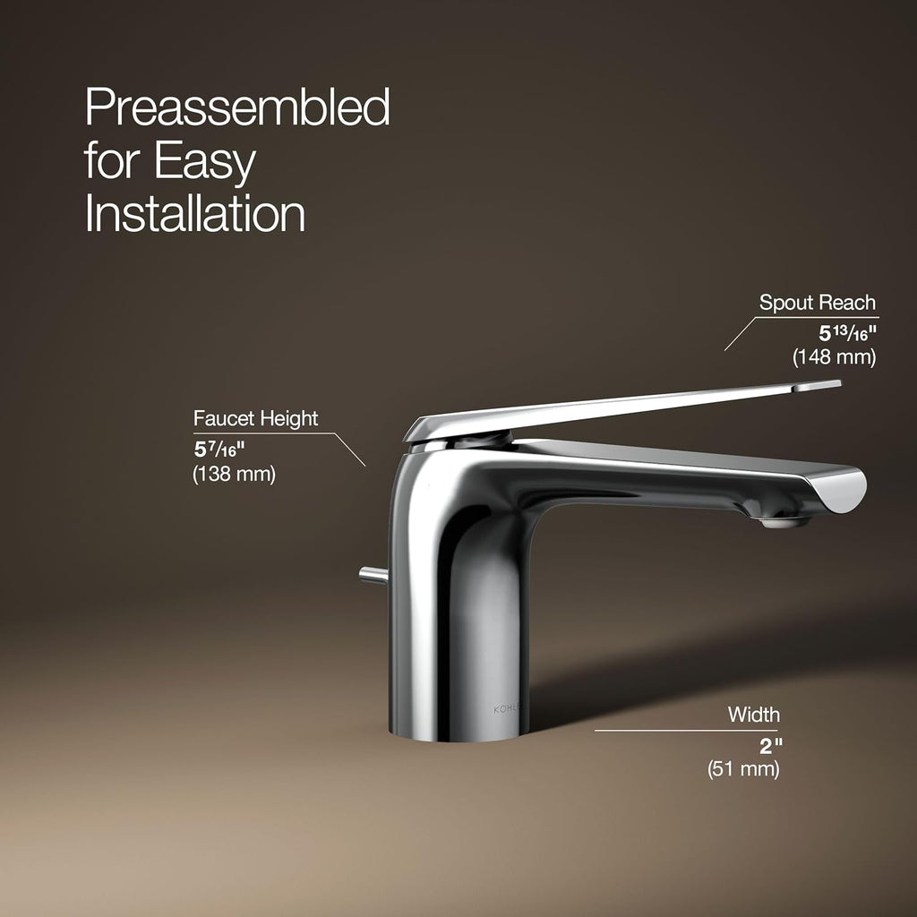 Kohler 97345-4-CP Avid® Single-Handle Bathroom Sink Faucet, 1.2 gpm, Polished Chrome