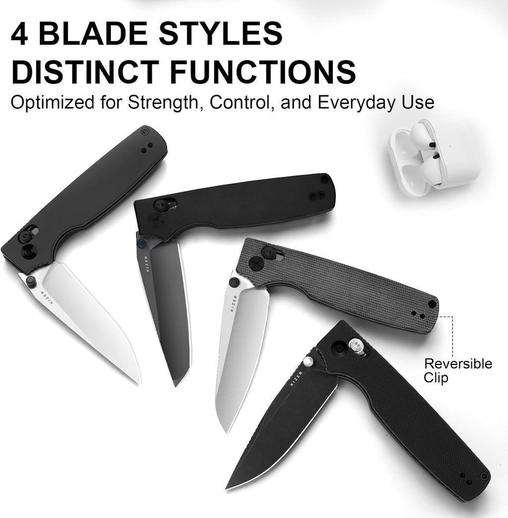 Kizer Original 2 EDC Pocket Knife, 3.2' S45VN Tanto Folding Knife with Titanium Handle, Thumb Stud Opener Clutch Lock, for Camping Hiking Fishing Ki3605.2TA1