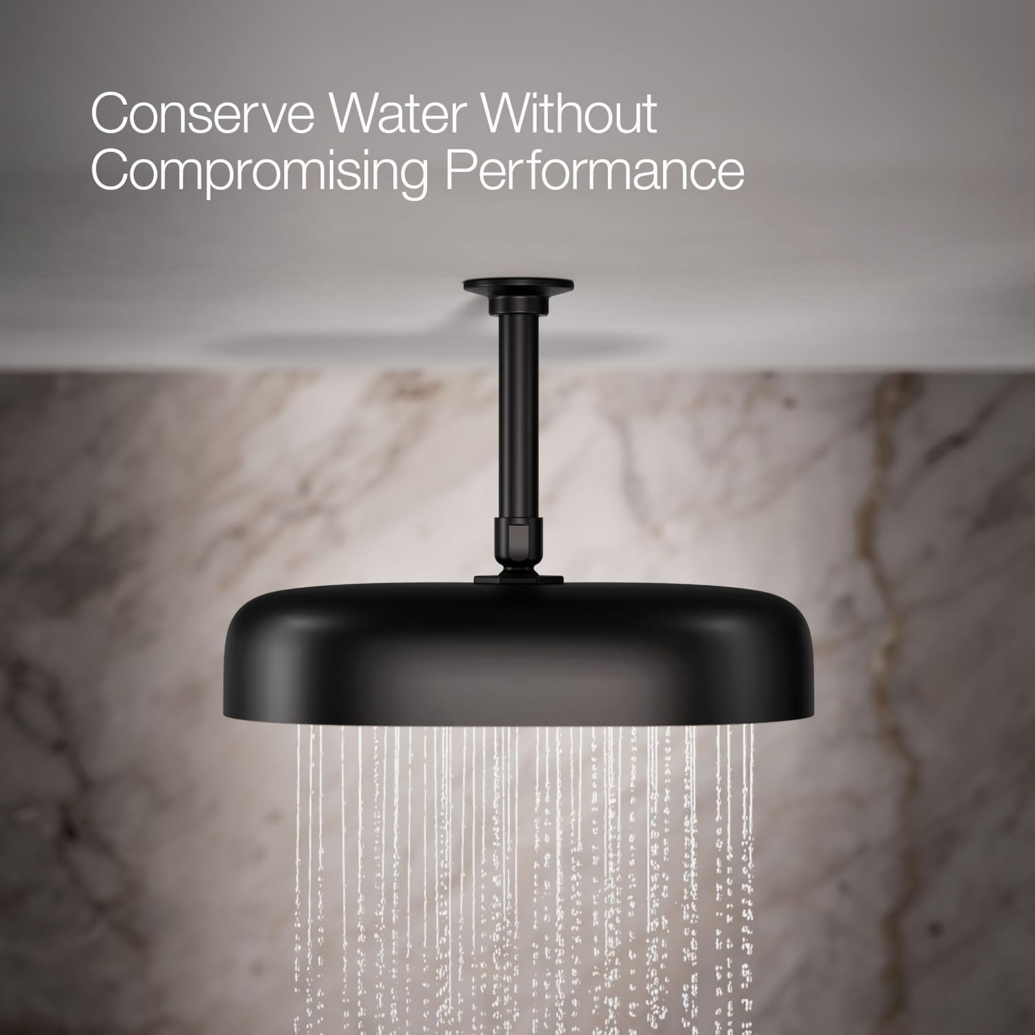 Kohler 26293-BL Statement® Oblong 12' single-function rainhead, 2.5 gpm, Matte Black