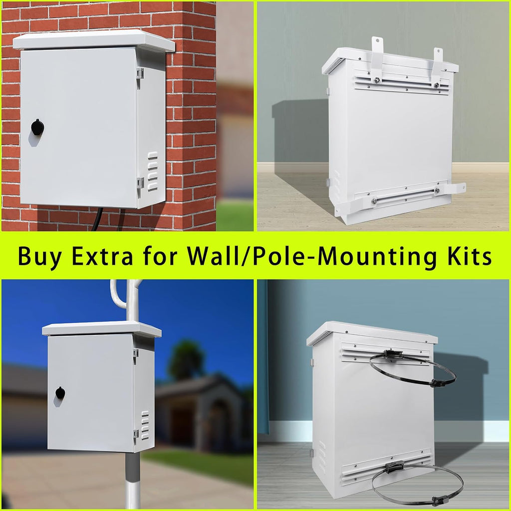 Nema Enclosure with Rain Hood Weatherproof Junction Electric Breaker Box with Fan-Vent Design Electrical Cabinet with Mounting Track Hole in Back 16X20X12