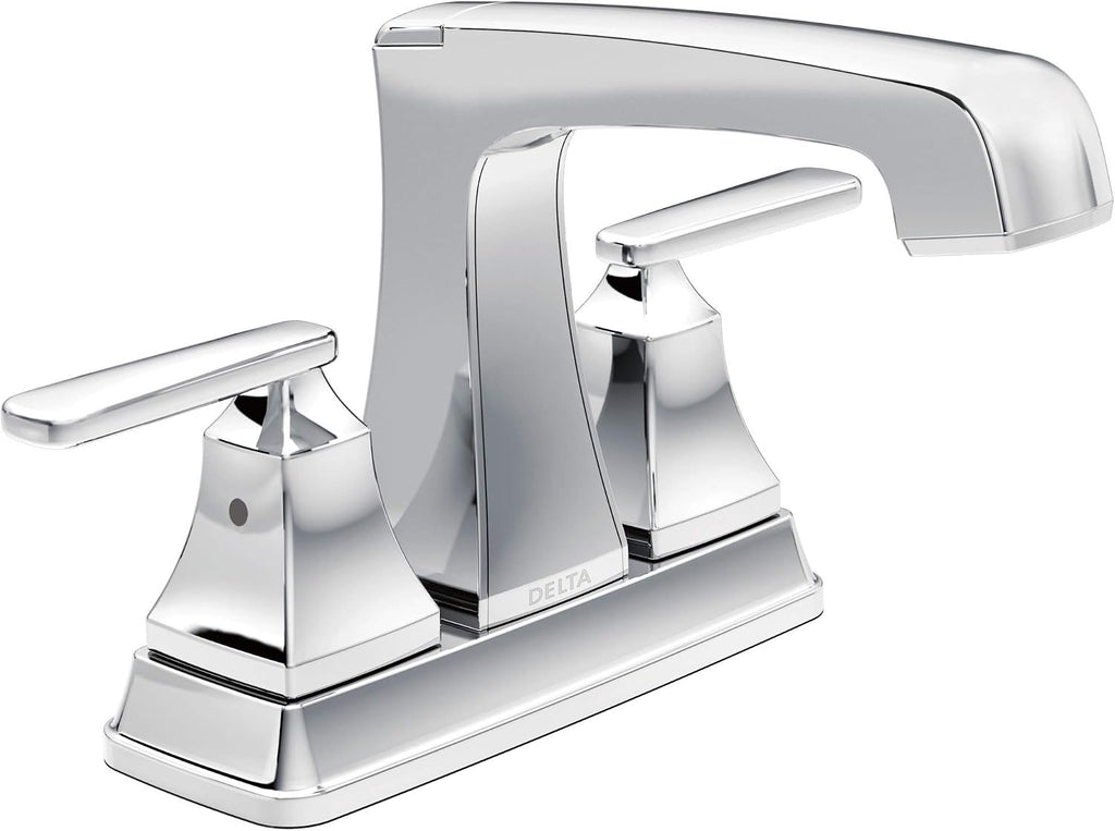 Delta Faucet Ashlyn Centerset Bathroom Faucet, Chrome Bathroom Sink Faucet, 2 Handle Bathroom Faucet, Diamond Seal Technology, Metal Drain Assembly, Chrome 2564-MPU-DST