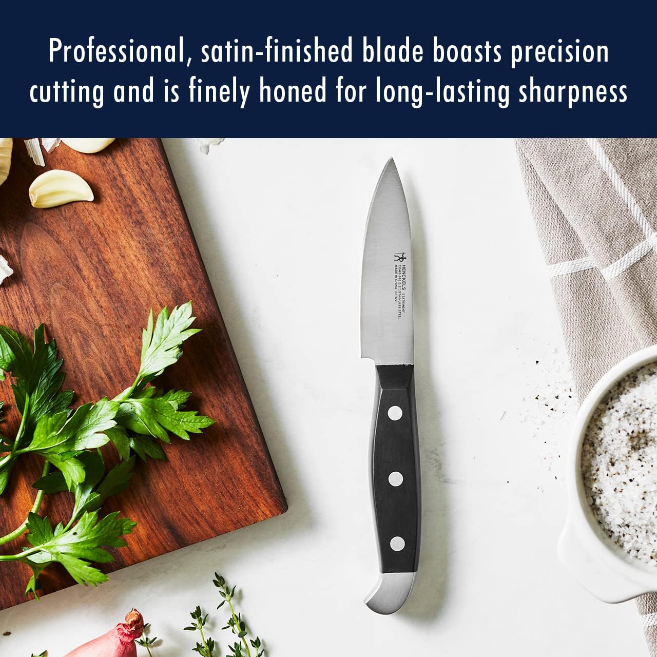 HENCKELS Statement Premium Quality 12-Piece Knife Set with Block, Razor-Sharp, German Engineered Informed by 100+ Years of Mastery, Lightweight and Strong, Dishwasher Safe, Natural