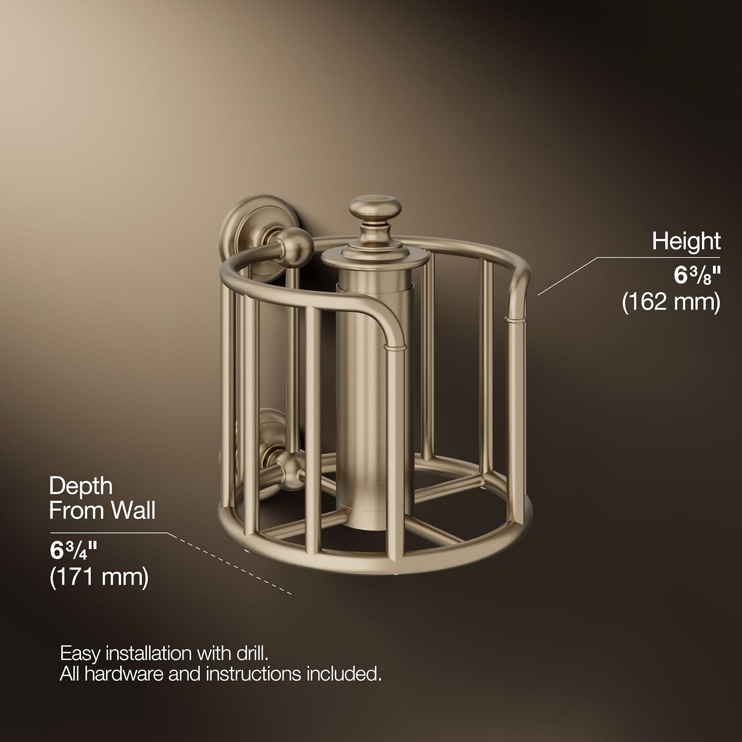 Kohler K-72576-BV Artifacts Toilet Tissue Carriage, Vibrant Brushed Bronze