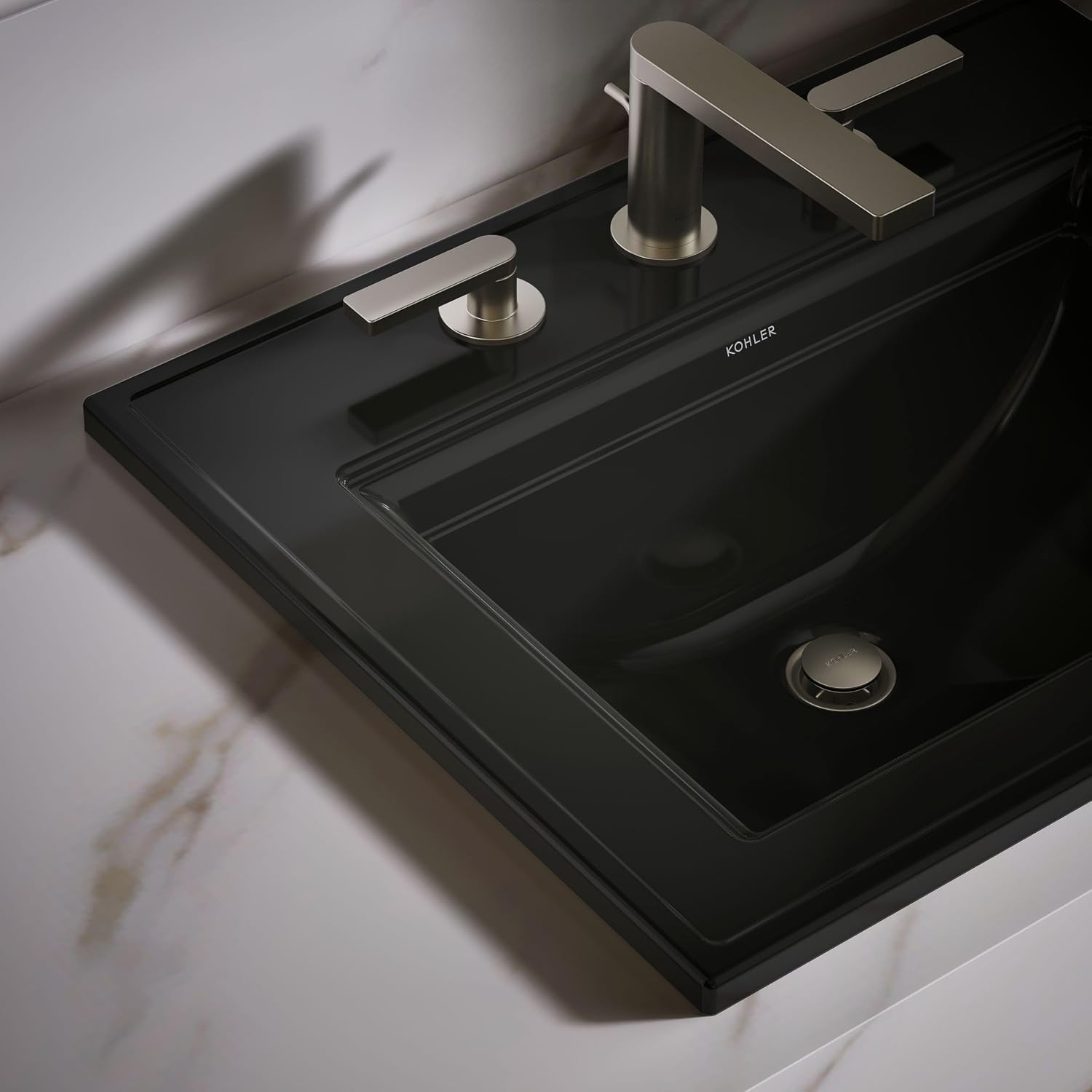 Kohler 2337-8-58 Memoirs® Stately 22-3/4' rectangular drop-in bathroom sink, Thunder Grey