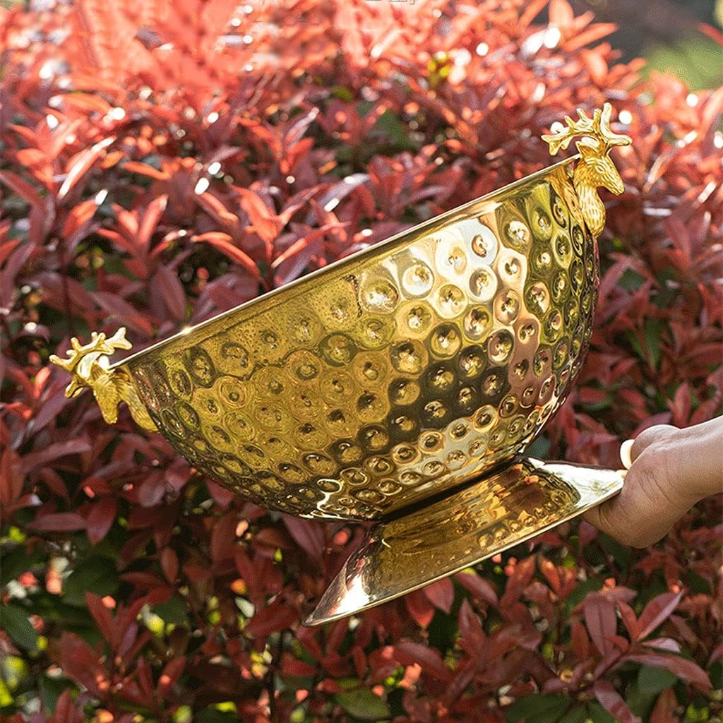 Ice Bucket Large Capacity Ice Bucket Stainless Steel Hammer Point Restaurant Champagne Basin Outdoor Ice Bucket Party Bar Wine Basin Wine Bucket (Color : Gold)