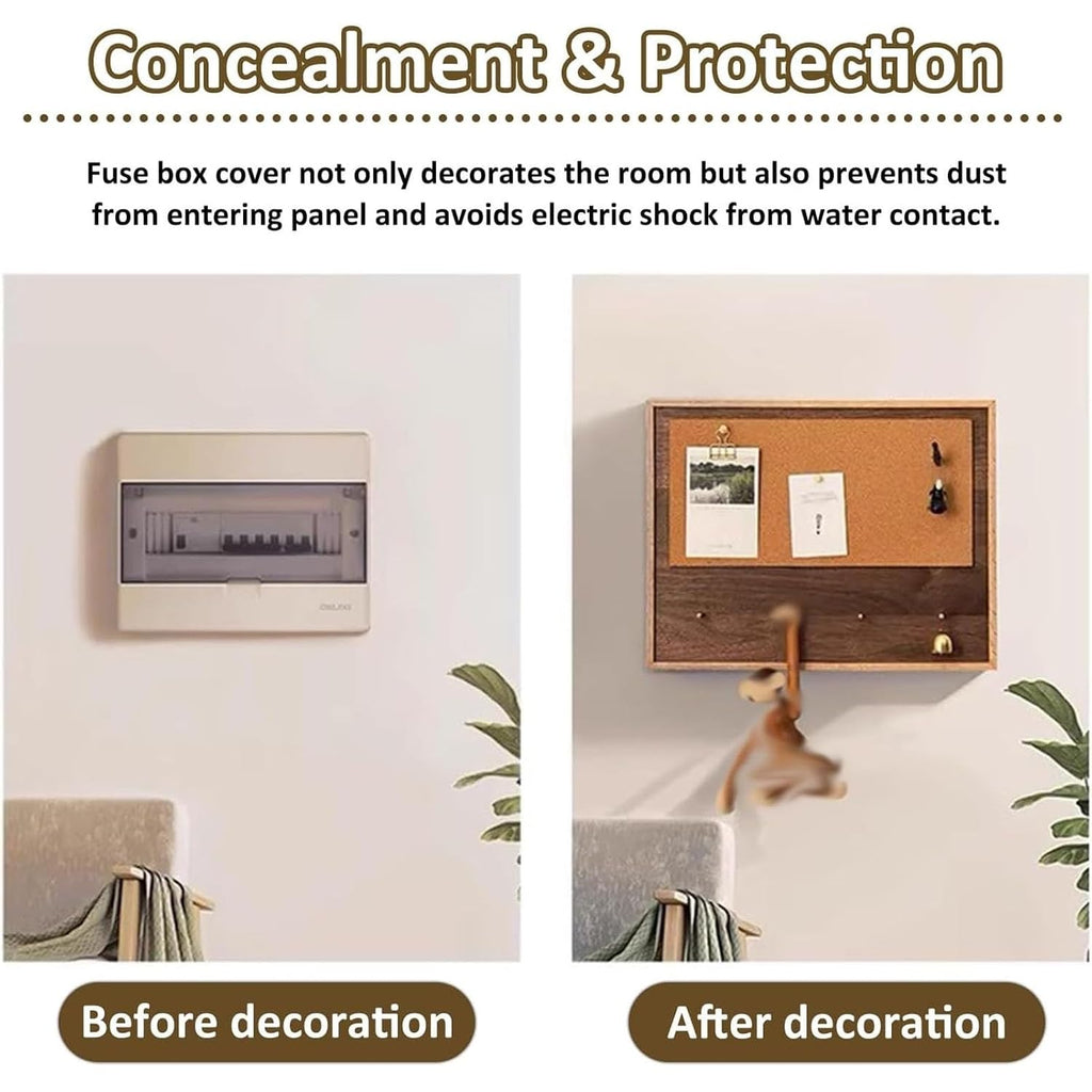 DIY Wooden Breaker Box Cover Decorative Painting, Wall Mounted Fuse Box Cover Cabinet, Hide Electric Meter Box Decorative Painting with Hooks, for Bedroom(60x40cm/23.6x15.7in)